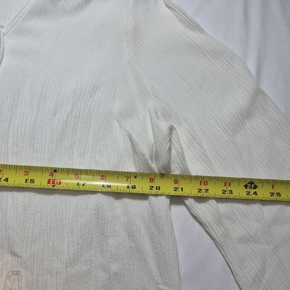 Cato Womens XL Cream Lace Trim Blouse With Flowing Sleeves - Picture 9 of 14